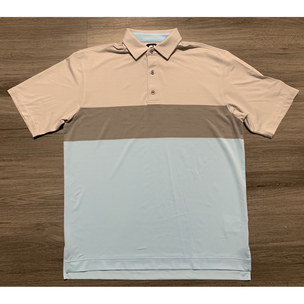 FootJoy FJ‎ Polo Men's Blue Gray  Polyester Spandex Golf Polo Size Large